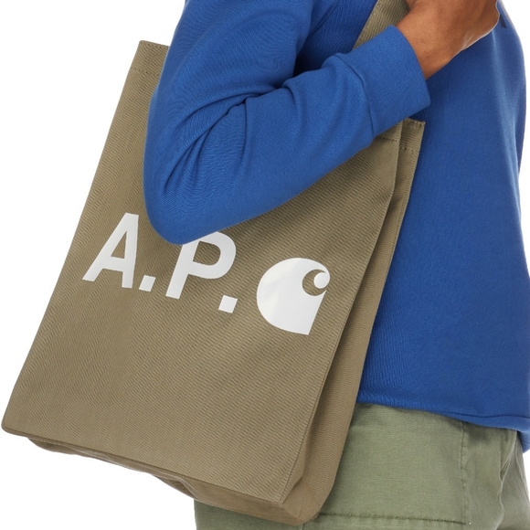 NEW A.P.C. X CARHARTT WIP Denim Washed Indigo Blue Shopper Tote - Picture 3 of 12